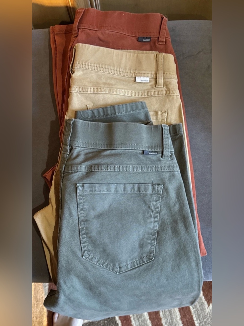 Toad&Co Women’s Canvas Pants Lot of 3 Size 8 - Rust Orange, Khaki, Sage Green